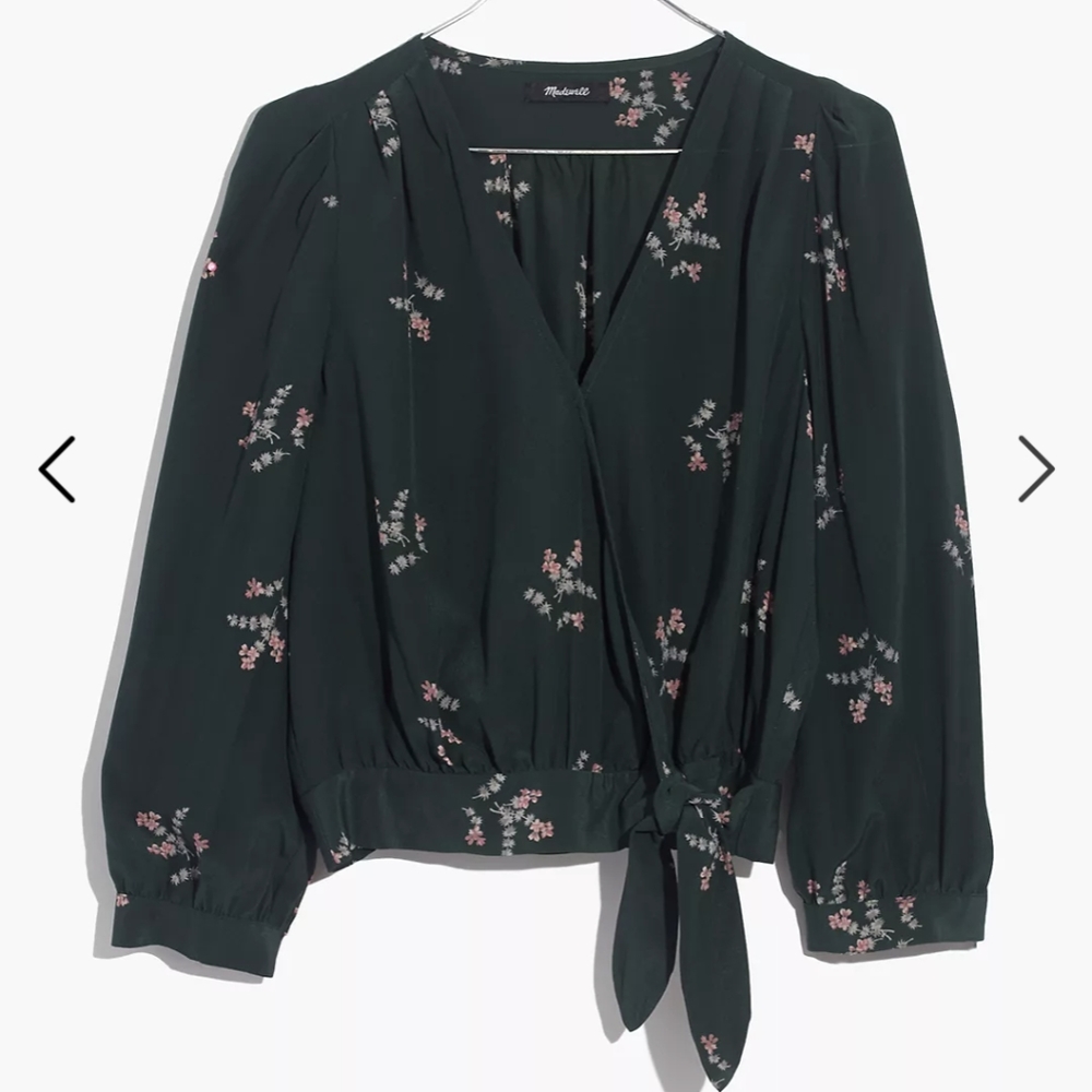 Madewell Silk Wrap Top in Wild Botanic